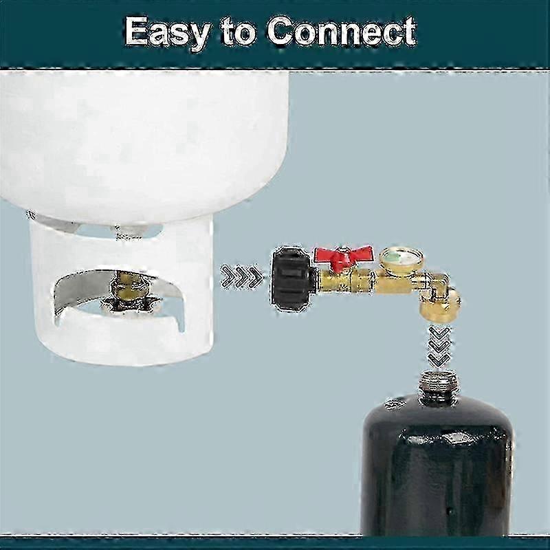 2025 Propane Refill Adapter with Valve and Gauge, Fill 1 Lb Bottles From 20 Lb Tank, 90-Degree Elbow Des