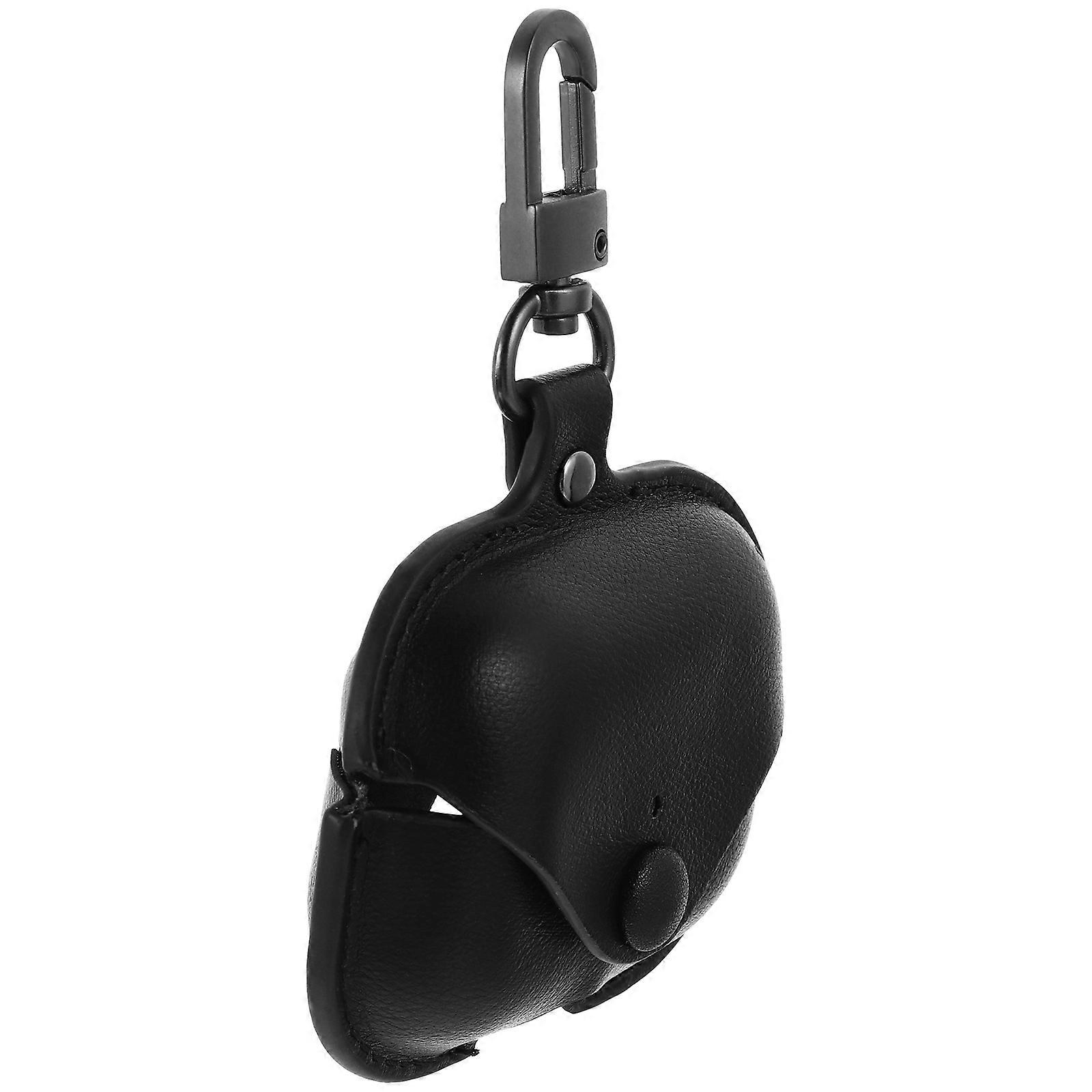 Wireless Earphone Case with Hanging Buckle for Made of Durable PU Black