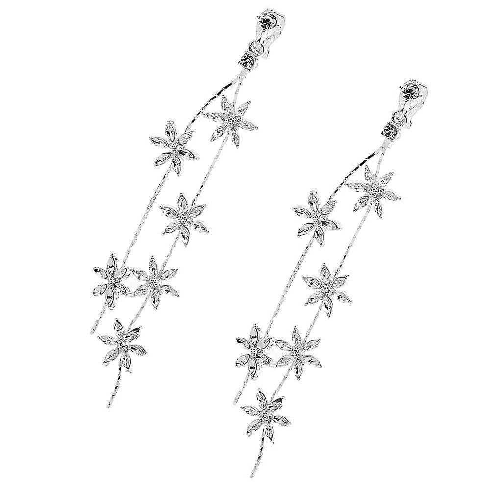 أنيقة غير ثقب زهرة تتدلى أقراط للزفاف دش المجوهرات النساء اكسسوارات حفل الزفاف الفضة 1 زوج