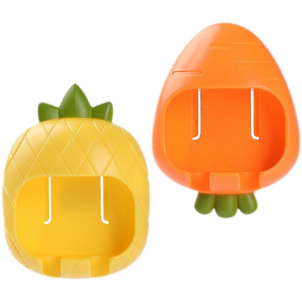 Wall Mounted Toothbrush Holder For Bathroom 2Pcs Moisture Drainage Orange Color Perfect For Kids And Students