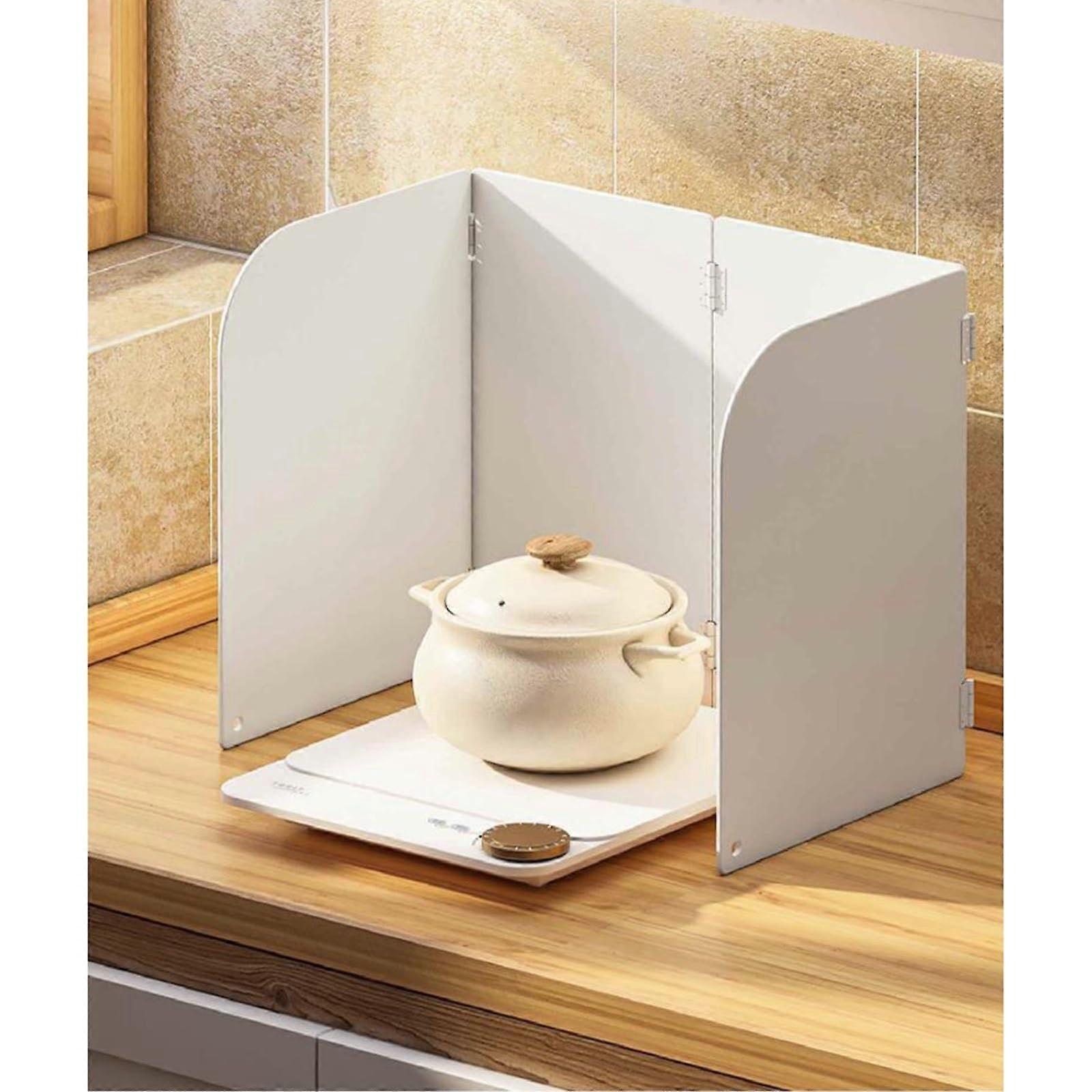 Kitchen Oil Splash Guard, Foldable Stove Splash Shield, Oil Protection Shield, Temp Resistant, White