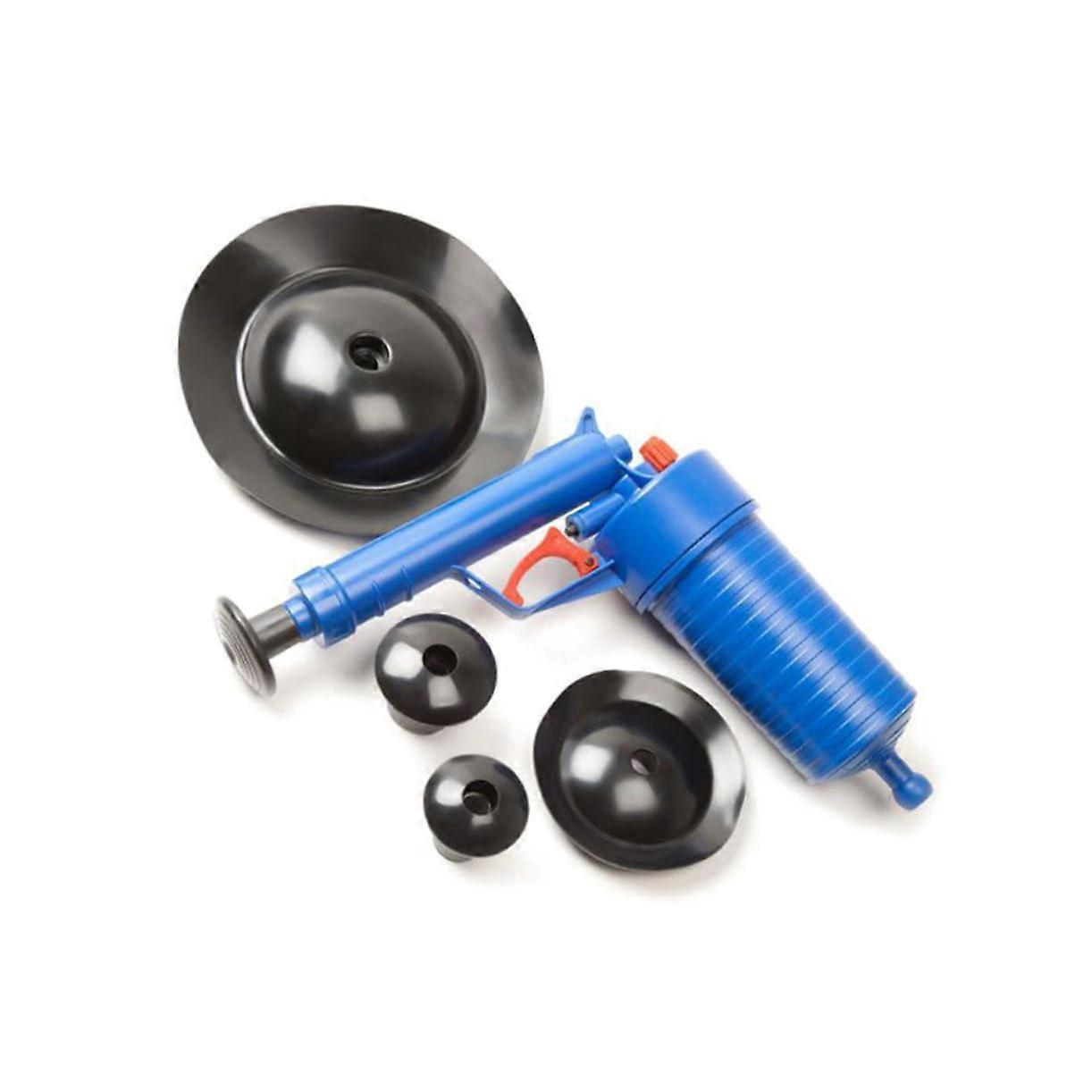pressure drain cleaner with suction cups, plunger for sinks, toilets, bathtubs, pressure pump for effective pipe cleaning, blue