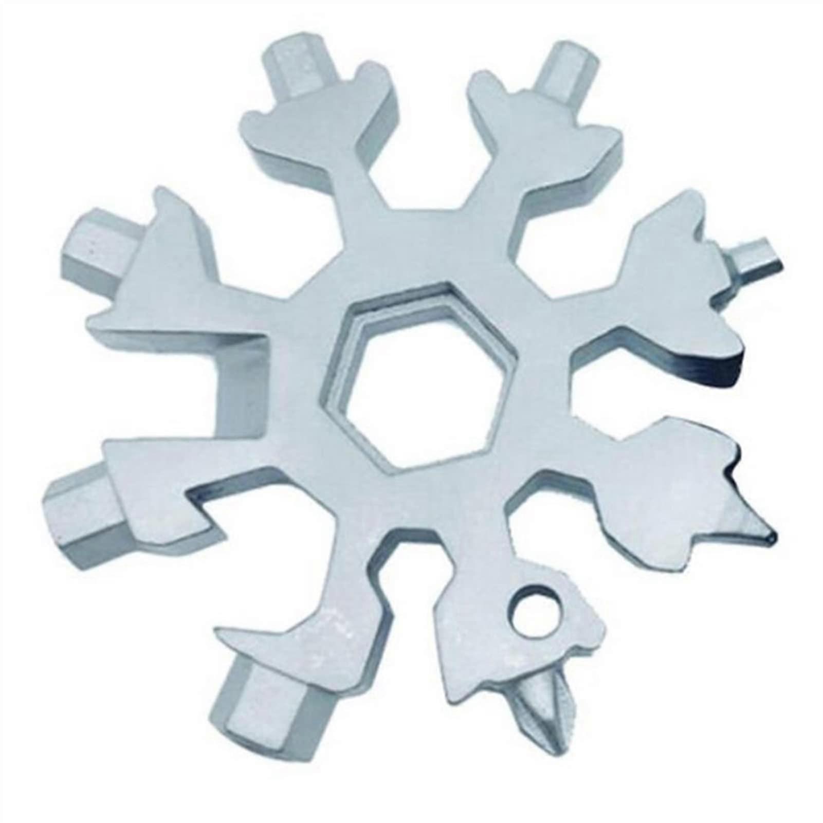 Schneeflocke Multitool - Versatile Snowflake Tool with Screwdriver, Wrench, Keychain Design, Compact Stainless Steel