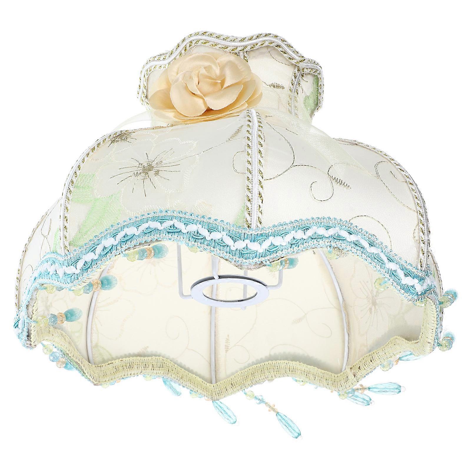 French Print Fabric Lamp Shade with Fringe for Table and Floor Lamps Soft Light Diffusion Multi Color