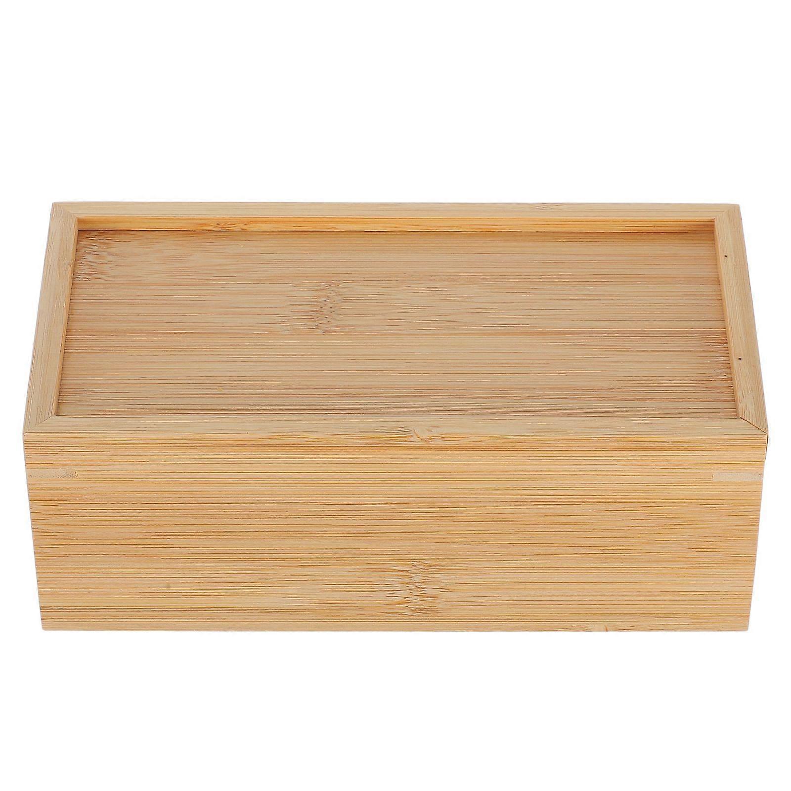 Wood Storage Box with Sliding Lid Unfinished Wood Box Pencil Box Decorative Keepsake Box for Office Desk Storage Box Small Bamboo Storage Box