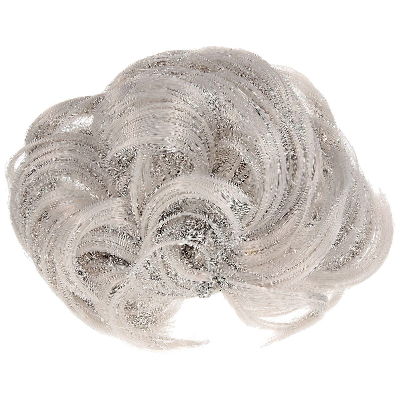 Naisten muoti poninhäntä hiustenpidennys pulla hiuslisäkkeet scrunchie joustava aalto kihara synteettiset hiuslisäkkeet (harmaa)