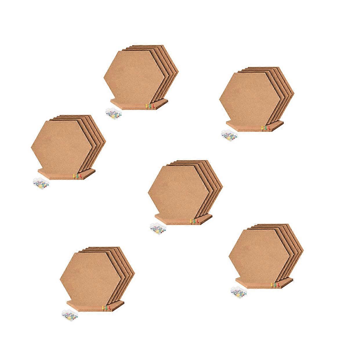 36Pcs Hexagon Cork Board Tiles Self Adhesive Thick Corkboards for Wall Memo Boards Pin Board Decorat