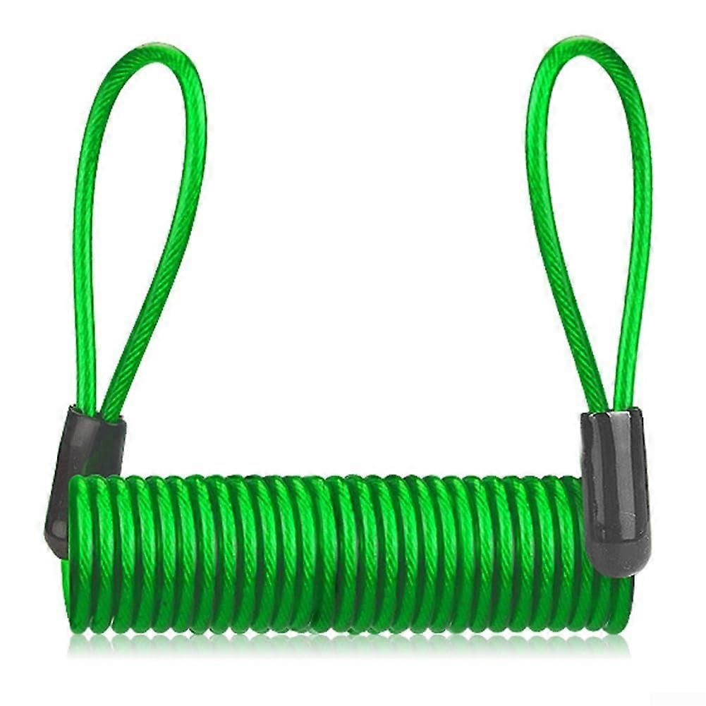 Bicycle Spring Rope Disc Brake Lock Cable for Motorcycle Helmet Security, High Durability, Green, Compatible with Various Bikes