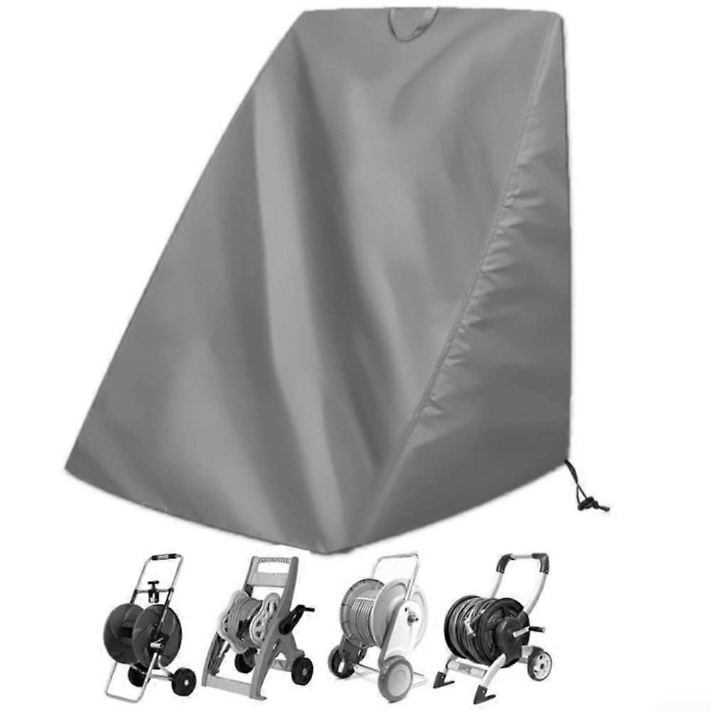Garden hose reel protective cover with drawstring, made of 210D waterproof Oxford fabric, keeps hose reels dry and dust.