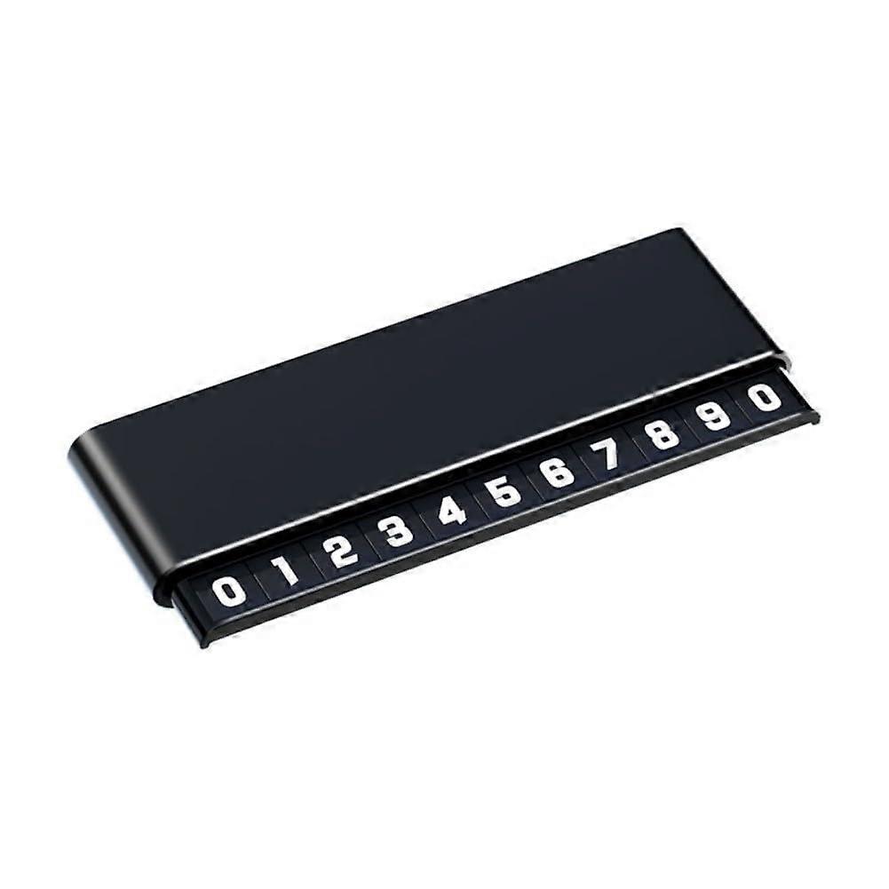 Auto Dashboard Temporary Parking Number Display Card Phone Holder Aluminum Alloy Panel for Vehicle Interior (Black)