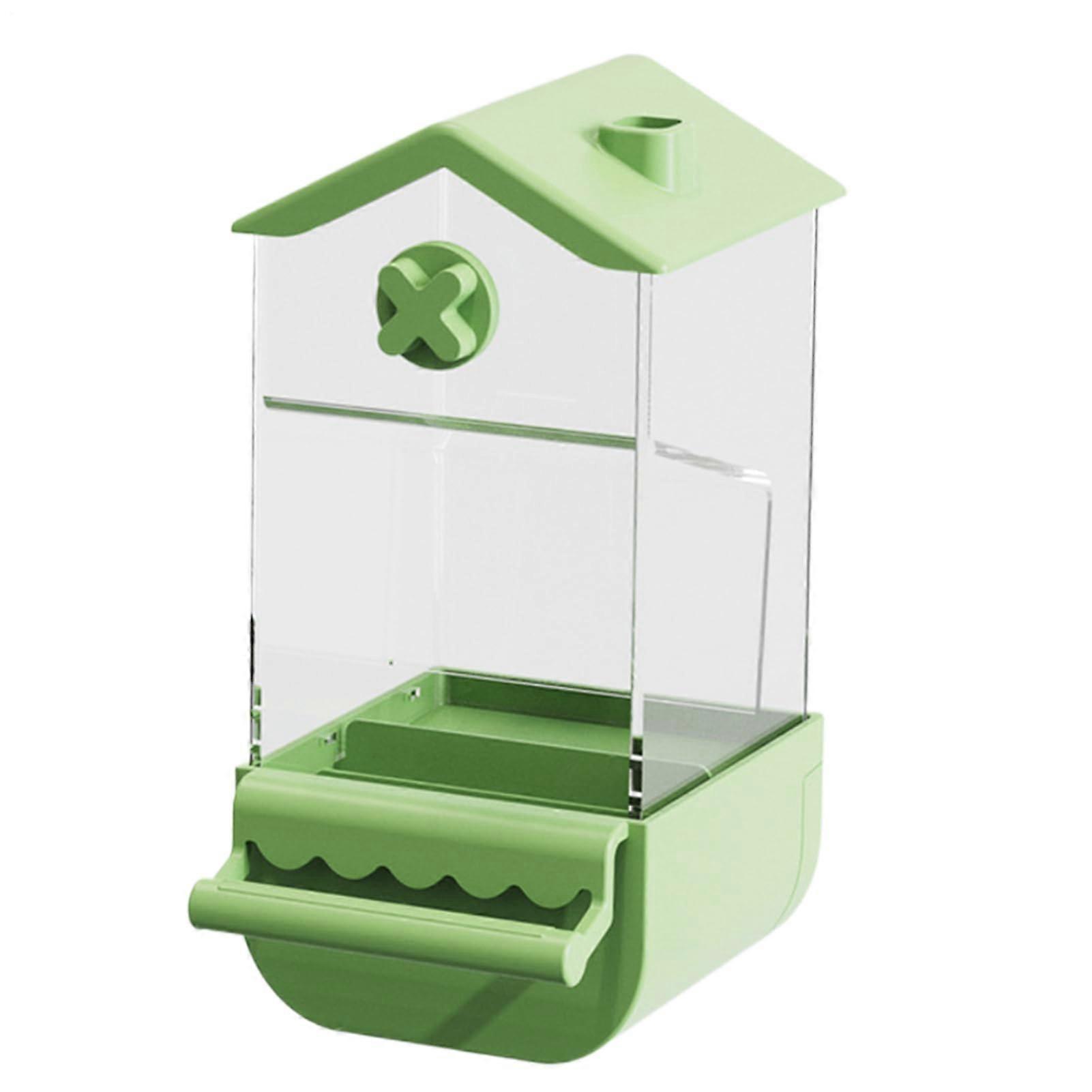Automatic Bird Feeder - Splash-Proof Parakeet Food Dispenser for Cockatiels, Macaws, and Lovebirds with Automatic Refill in Green