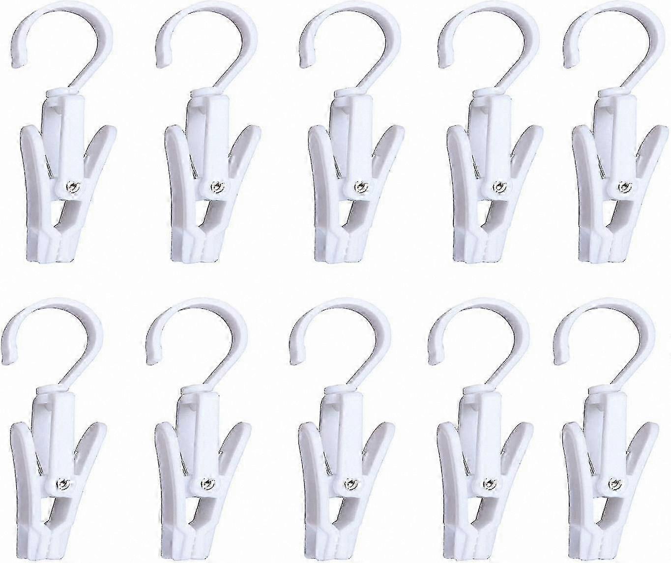 10 Pack Durable Plastic Swivel Hooks, 4.3 Inch, White