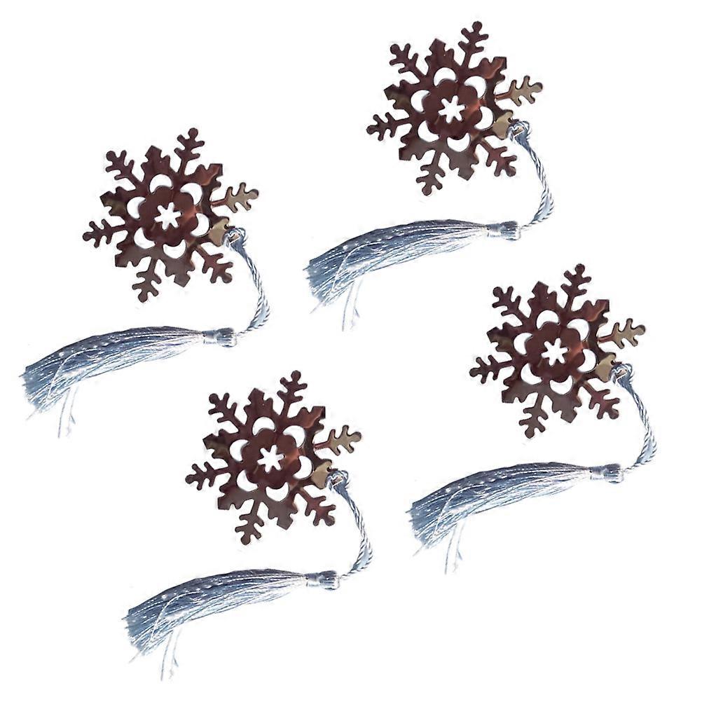 4Pcs Metal Snowflake Tassel Bookmarks for Note Marking Multi Color Creative Design Fits Most Books
