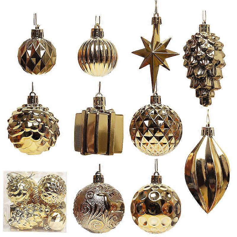 Golden Christmas Tree naments Plastic Hanging Decor Xmas Party Pendants Reusable DIY Supplies Festive Wreath Holiday Accessories