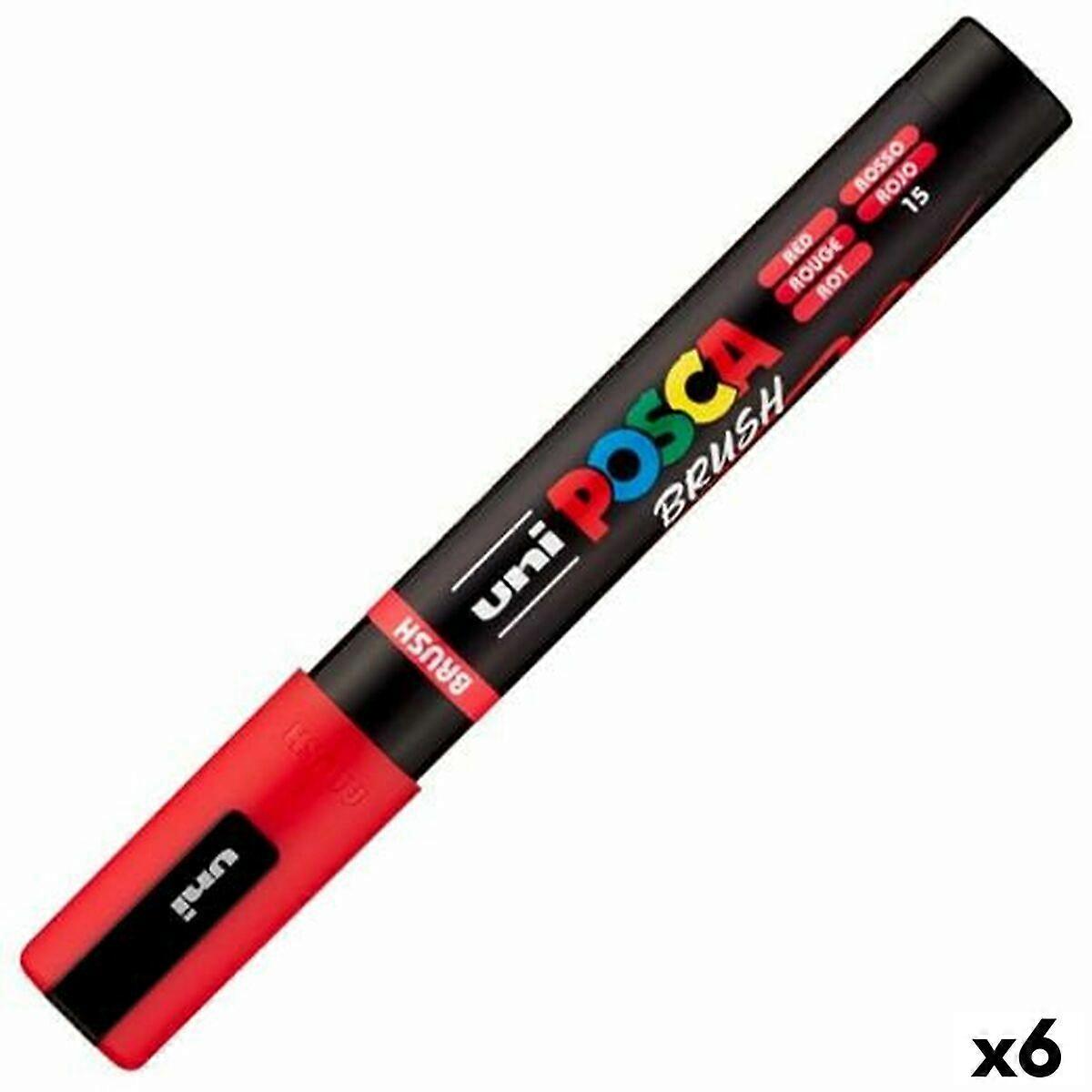 Marker BRUSH POSCA PC-5BR Red (6 Units)