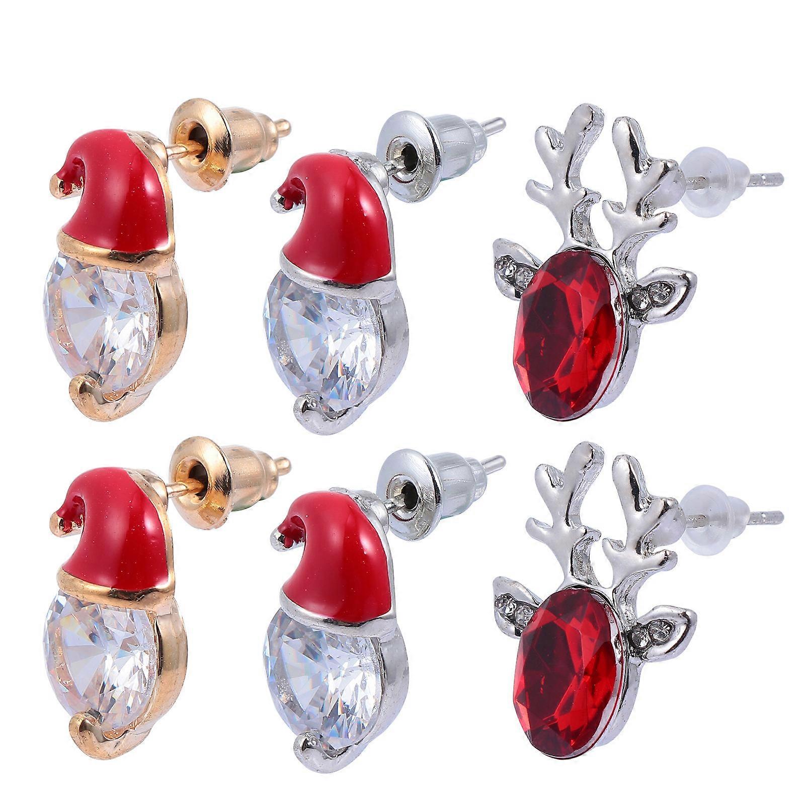 Earrings Set For Women Graduation Occasion Deer Shape Chic 3 Pairs Lightweight