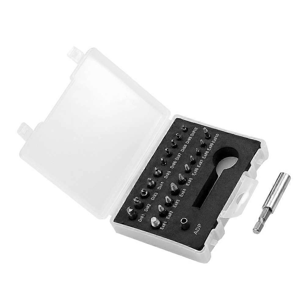 Bolt Extractor Set for Professionals with Lock Function Carbon Steel Silver Color 22Pcs