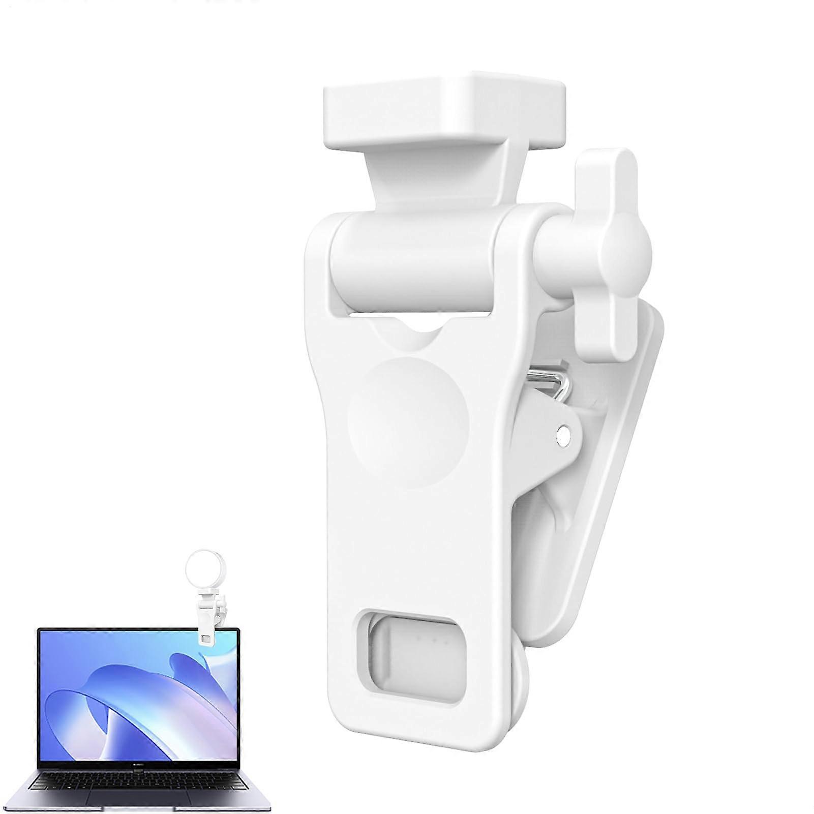 Camera Mount Clip with Selfie Light, Anti-Slip Monitor Camera Clamp, LED Flash Holder for Tablet Tripod White 1/4 Screw Interface