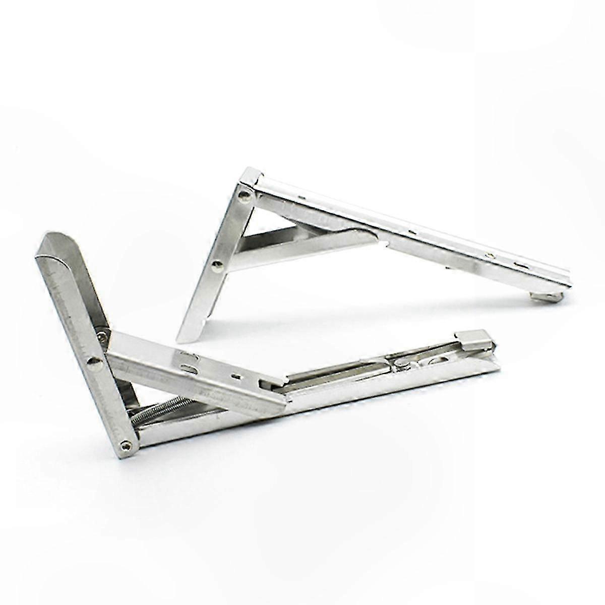 Heavy-Duty Stainless Steel Triangle Brackets for Shelf Support, Pair of Reinforced Mounting Plates