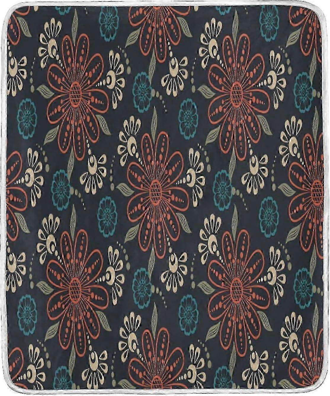 Floral Seamless Pattern Fuzzy Throw Blanket, Lightweight Microfiber Bed Blanket, Warm Soft Blankets and Throws UYNC153ids10576