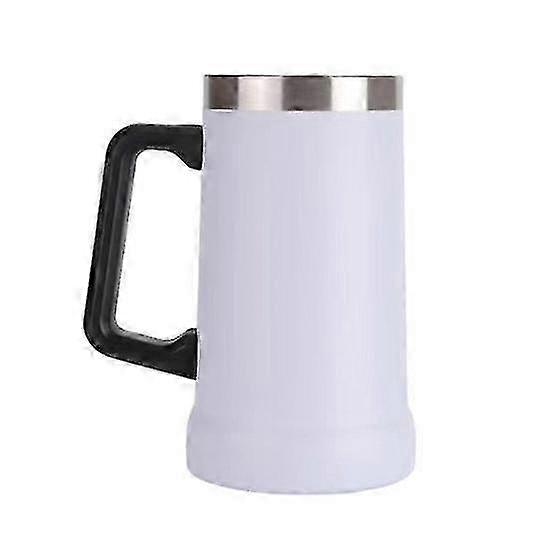 Chope à bière en acier inoxydable de 700 ml avec isolation à double paroi - Chope blanche incassable et à température maintenue pour la bière ou les boissons froides