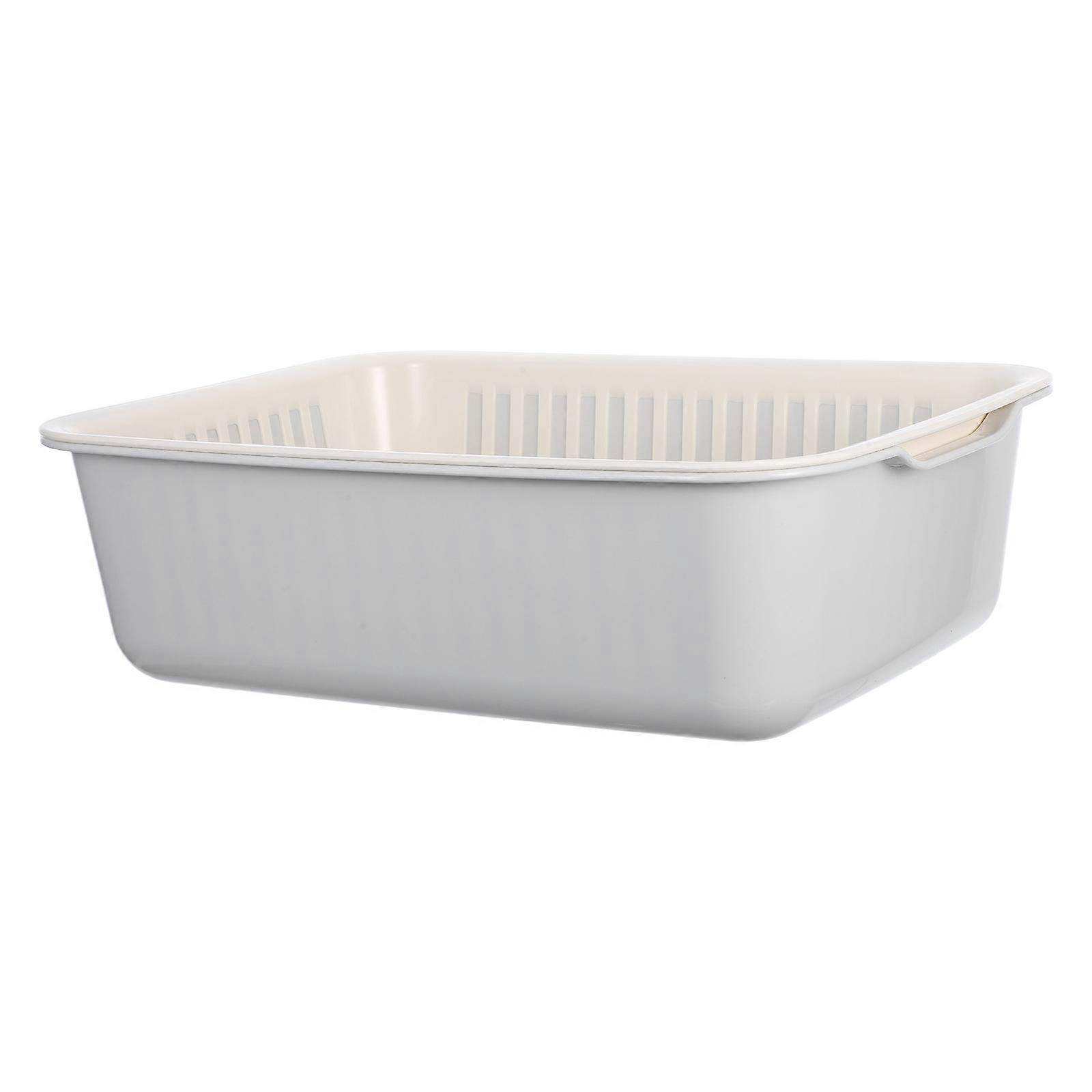 Double-Layer Draining Basket Plastic Fruits Washing for Kitchen