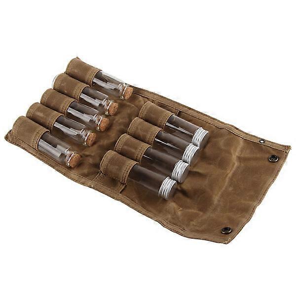 Canvas spice storage bag, large capacity for 9 cans, easy to carry with metal closure