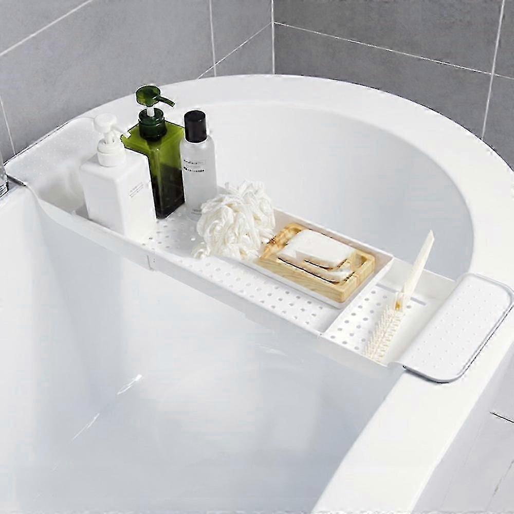 Extendable Bath Tray For Bathtub With Candle,white