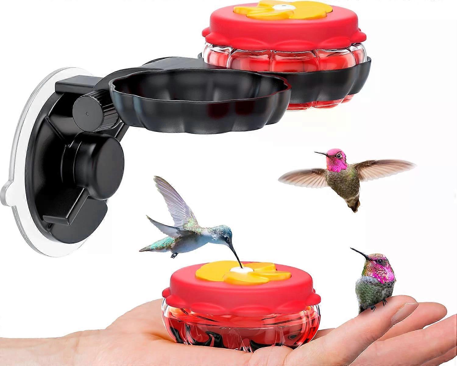Handheld Small Glass Hummingbird Feeders, Set of 2 with Window Suction Mount