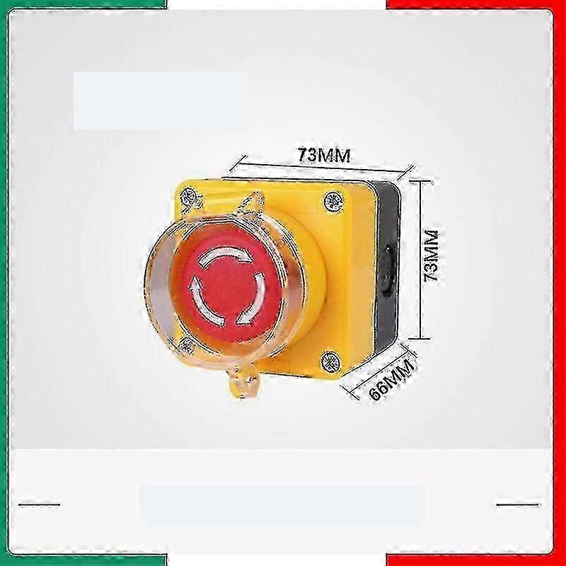 Protective emergency stop button with transparent housing for workshops