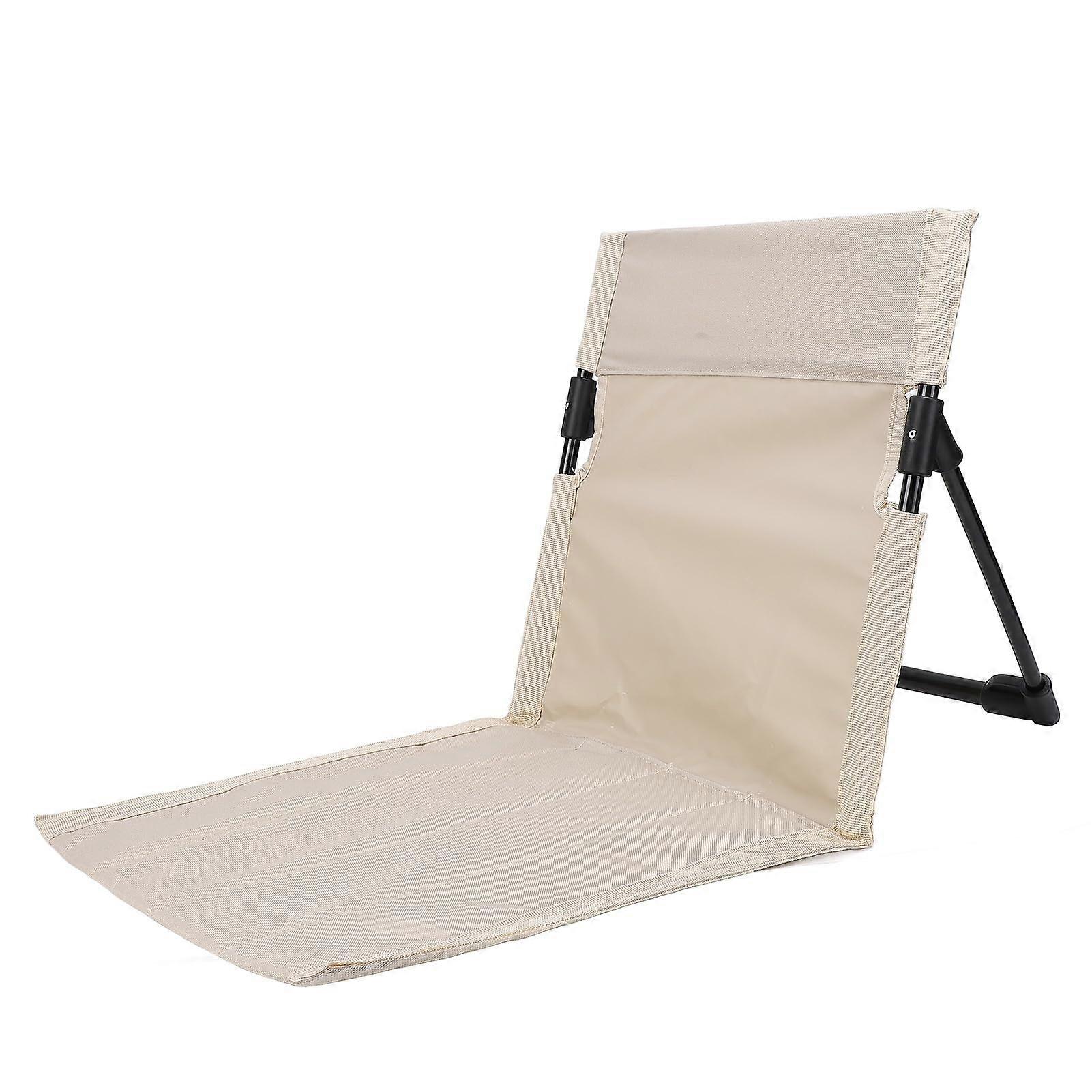Foldable Poolside Chairs, Folding Beach Chair with Adjustable Back Support (Khaki)