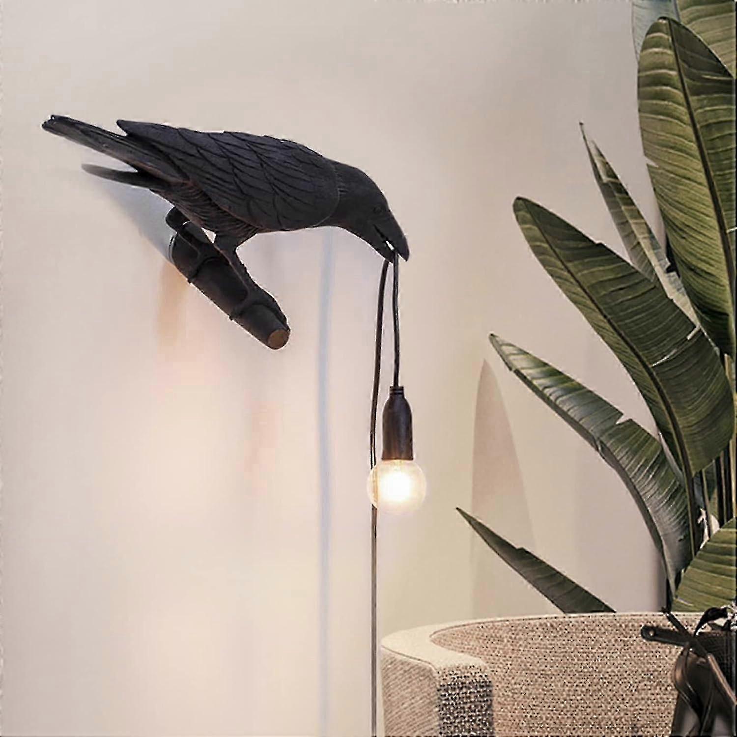 Raven Desk Lamp, Raven Lamp, Bird Lamp, Resin Led Bird Lamp For Bedroom/office/living Room/farmhouse Art Deco With Plug
