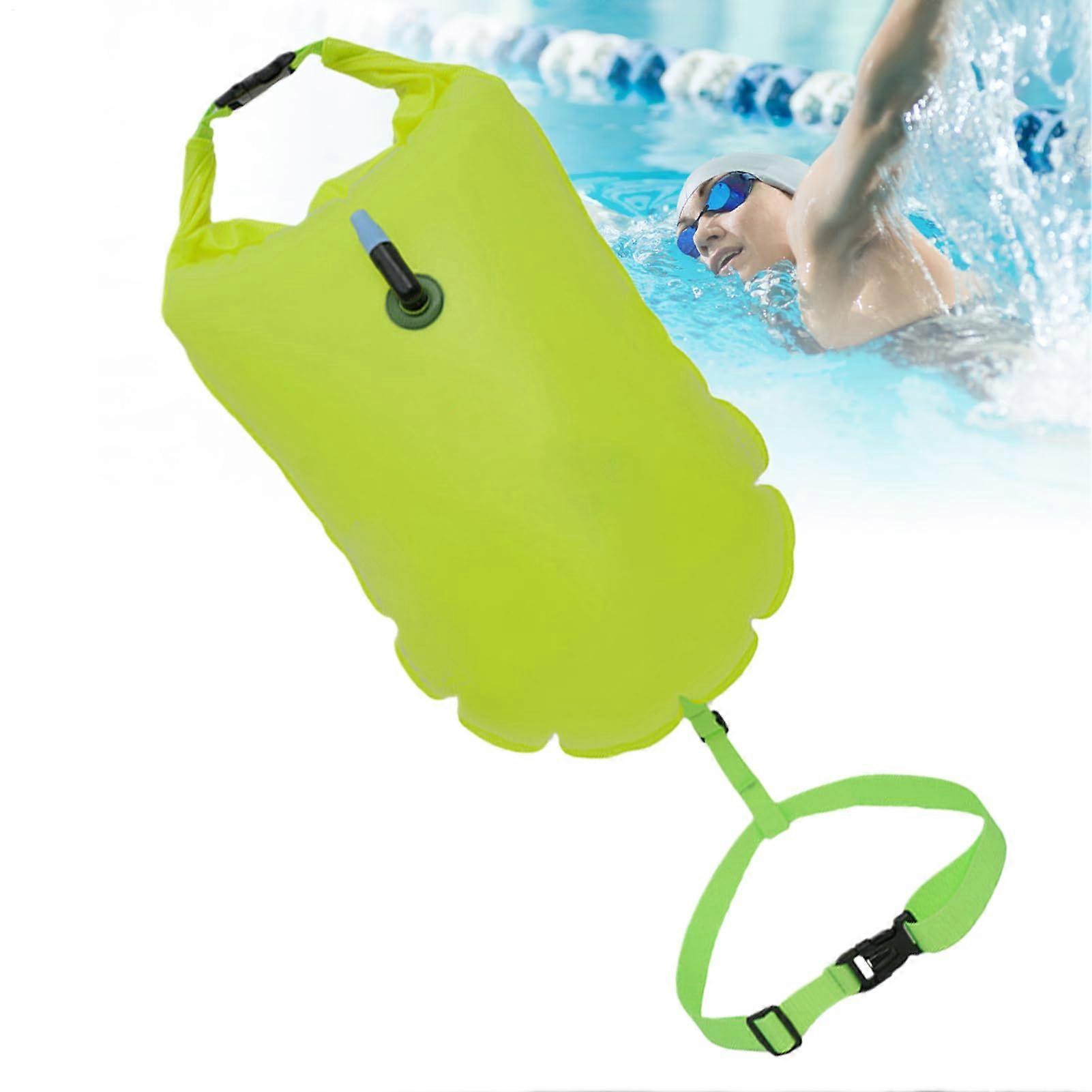 Swim Buoy - Adjustable Waterproof Swim Float Bag with Non-Slip Design for Lake, Sea, Pool, Beach - Fluorescent Green