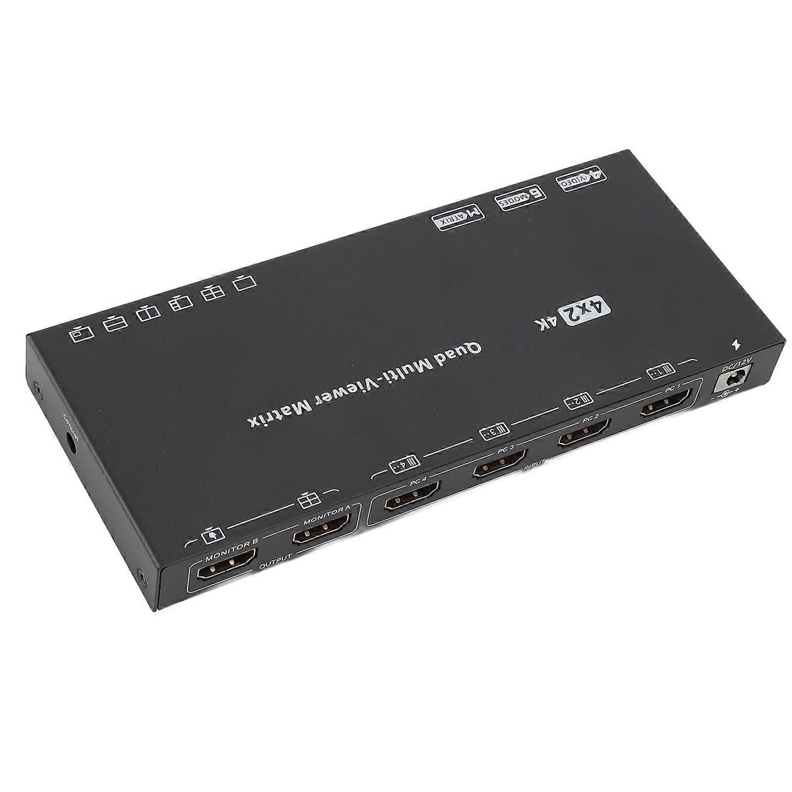 4K 30Hz HDMI Switch Splitter 4 In 2 Out with Remote & 6 Modes