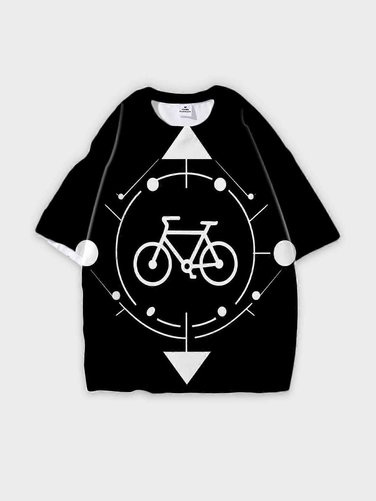 T-Shirt Round Neck, Loose Short Sleeve Pattern Graphic Tee, Unisex Summer Casual Top V3707