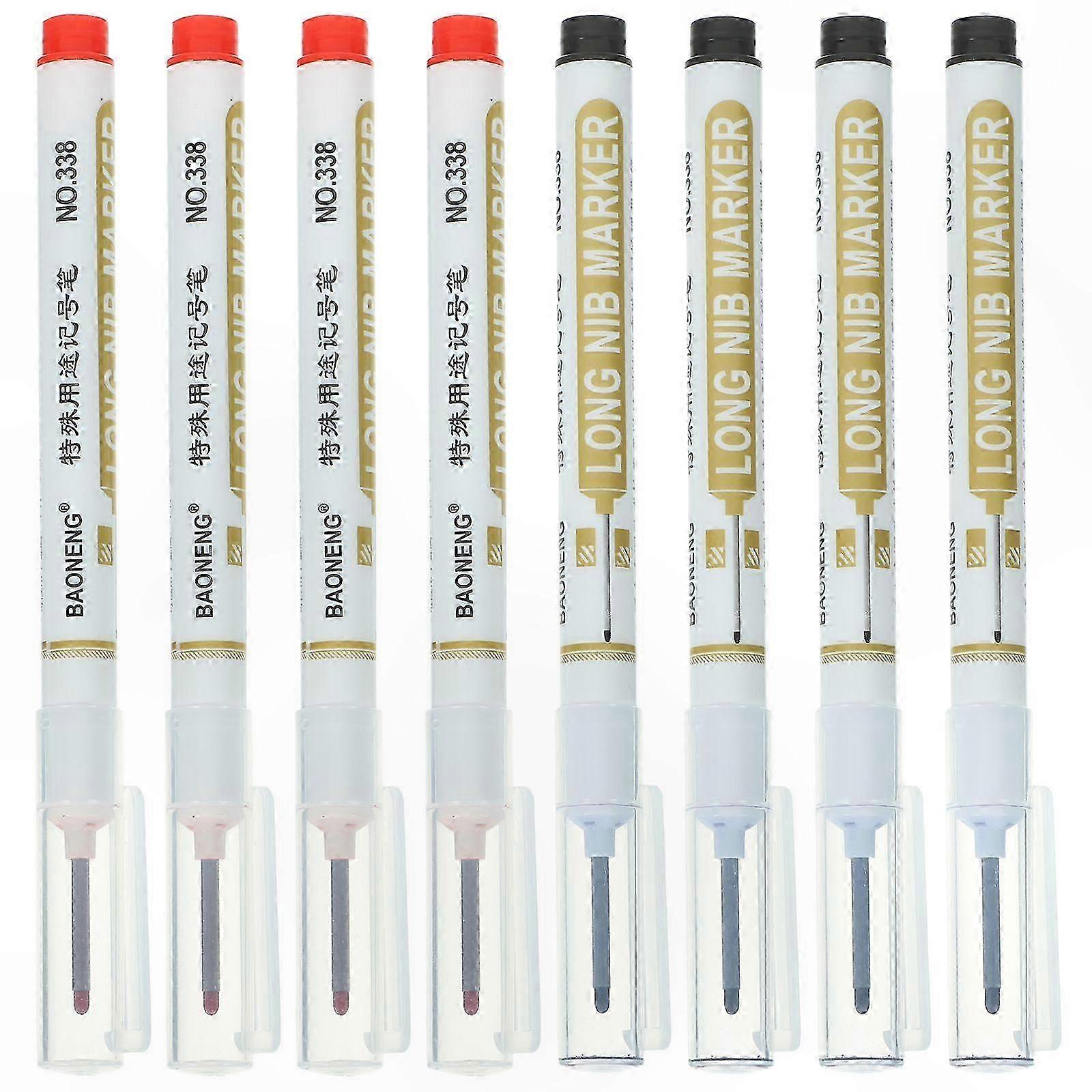 8-Pack Long Tip Marking Pens for Precision Writing