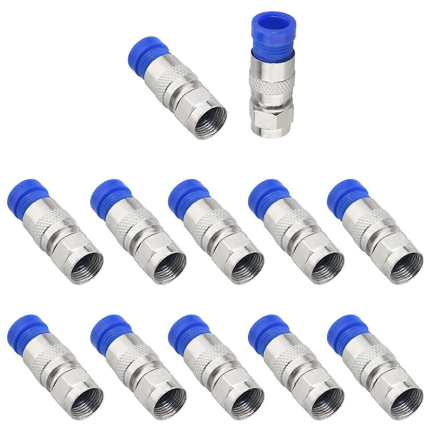 RG6 Coaxial Cable Connector 12Pack, FType Compression, Straight, Shielded, Antenna Cable Adapter, Universal TV Cable