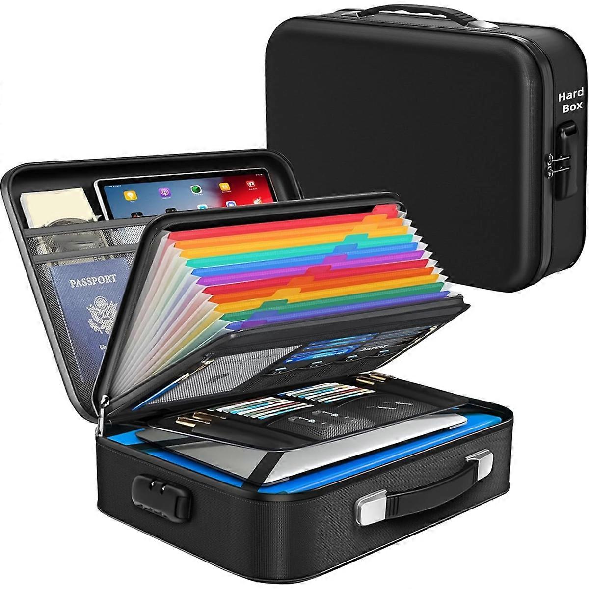 Fireproof Document Box - 8-Layer Hard Shell Fire Proof Safe for Home Documents,for Desk Money,for Passports Certificates