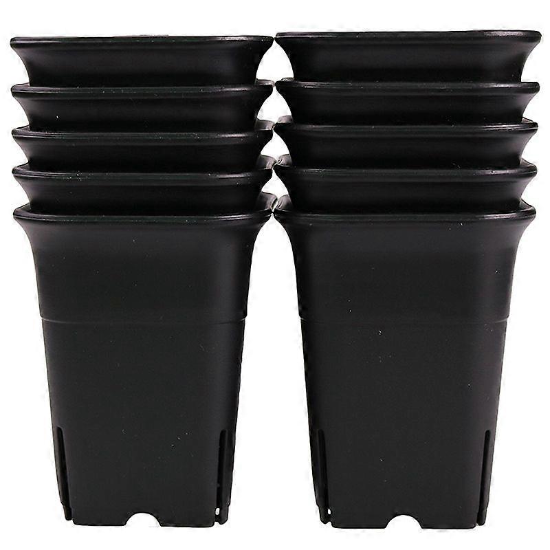 12PCS-Pack Black Square Plastic Succulent Pot for Flowers Cactus, Etc., Black Nursery Flower Pot