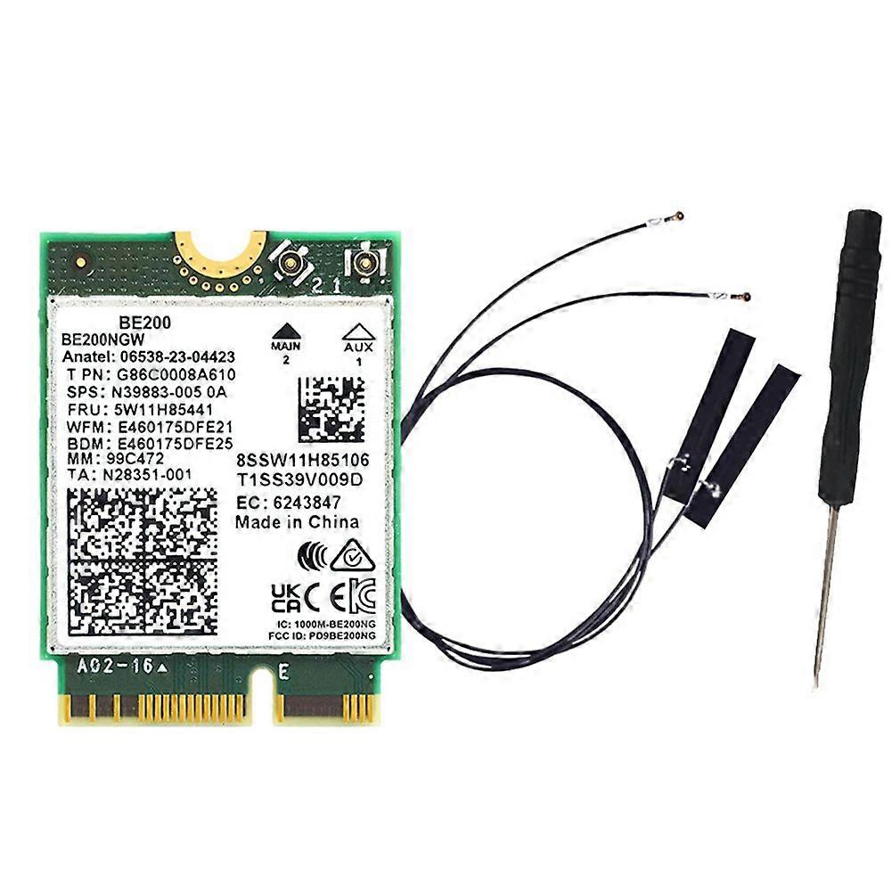 WIFI 7 BE200 BE200NGW WiFi Card+Antenna BT 5.4 802.11AX Tri-Band M.2 NGFF Wireless Network Adapter