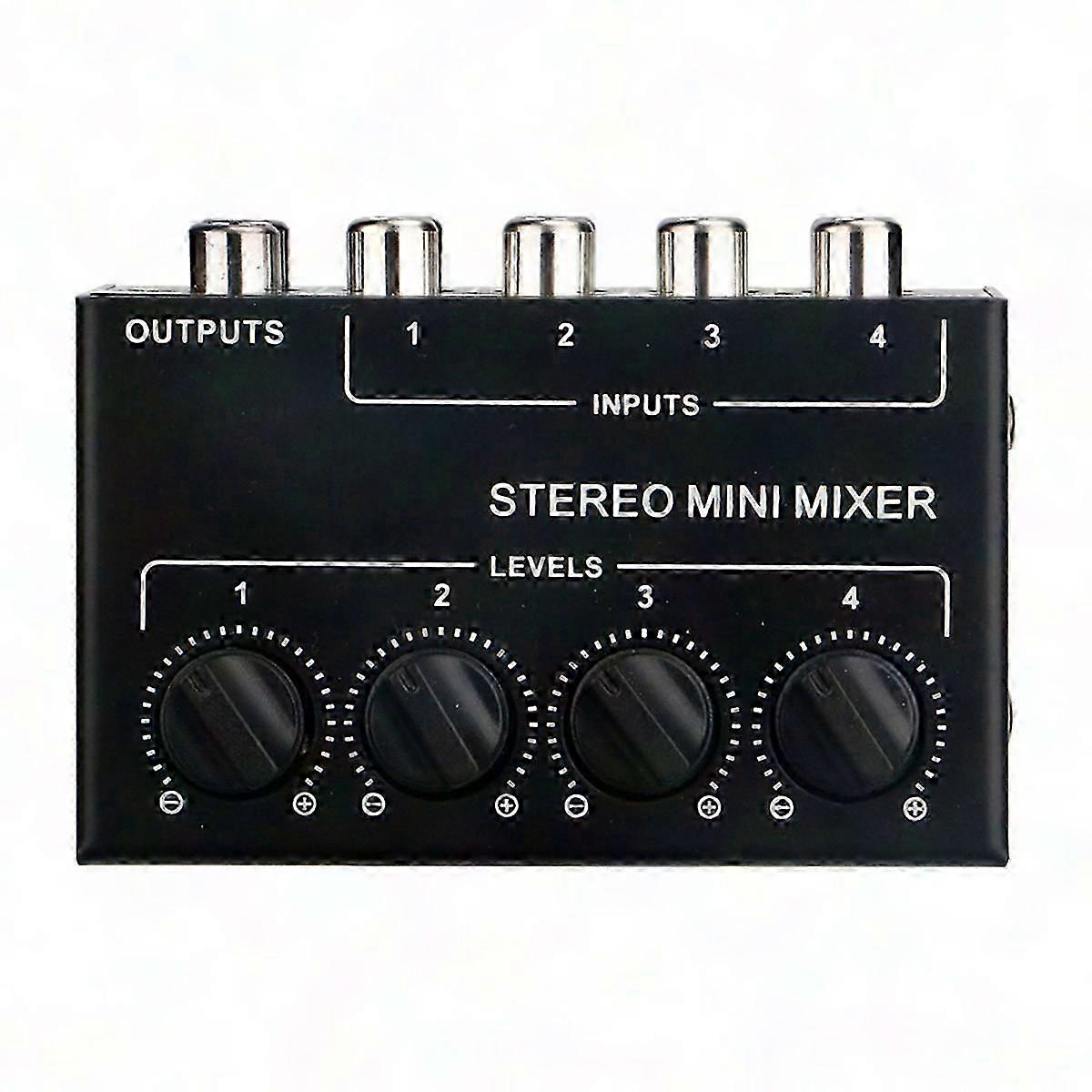 4-Channel Passive Mini Mixer for Instruments, CD Players & Computers