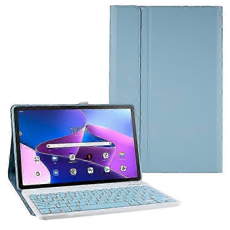 Compatible For Lenovo Tab M10 Plus (Gen 3) PU Leather Shockproof Tablet Case Stand Anti-scratch Cover with Bluetooth Keyboard
