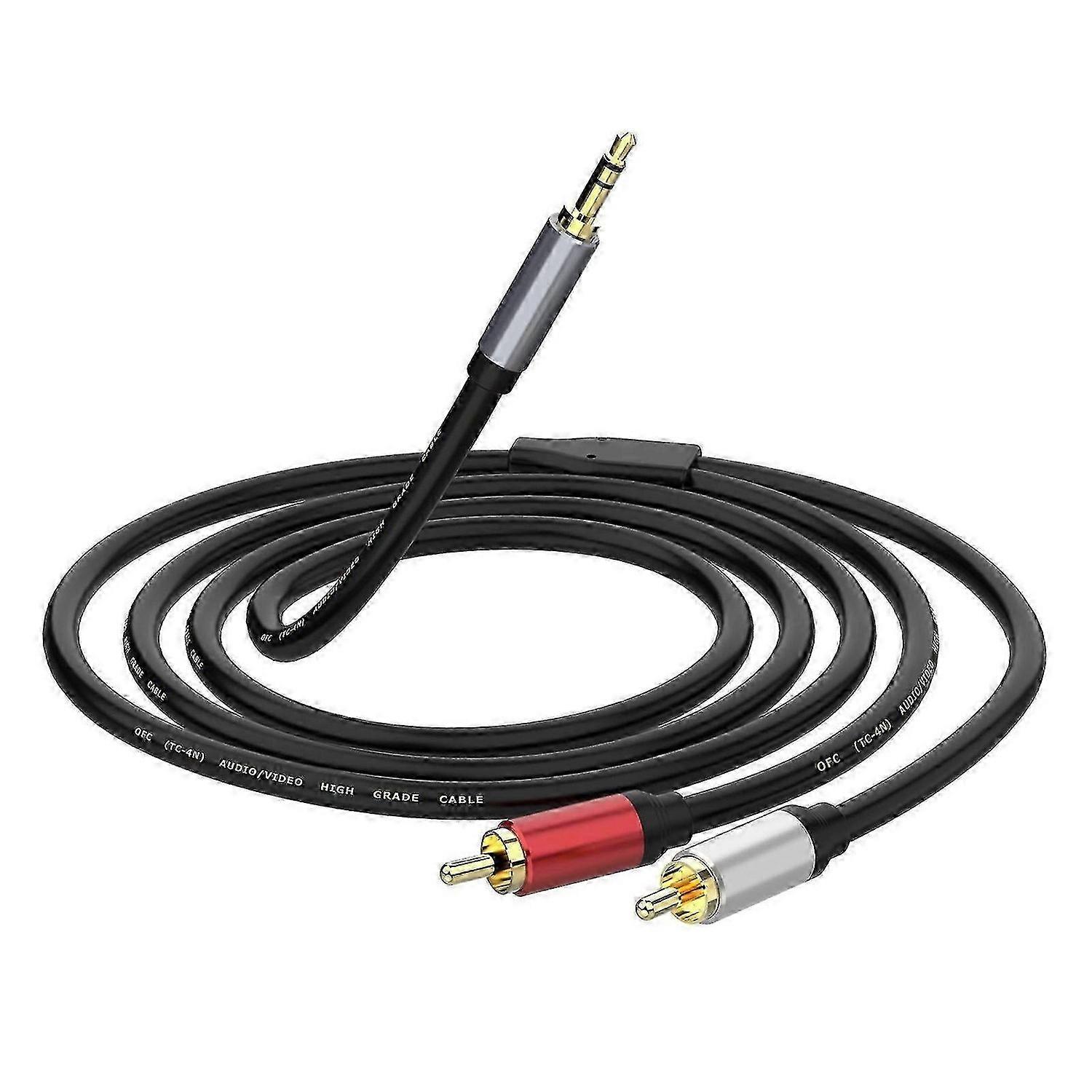 3.5mm Cable, Angled 3.5mm Male to 2RCA Male Auxiliary Stereo Y Splitter Gold