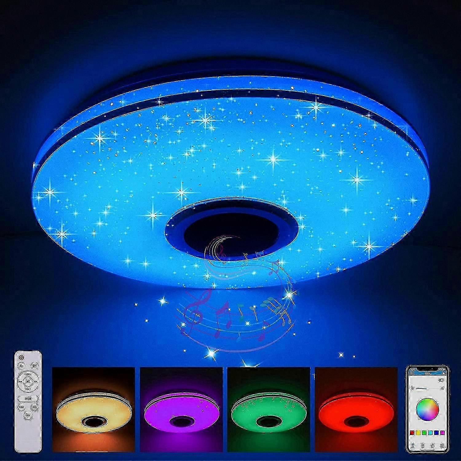 Bluetooth Speaker LED Ceiling Light, Dimmable with Remote Control or App Integration
