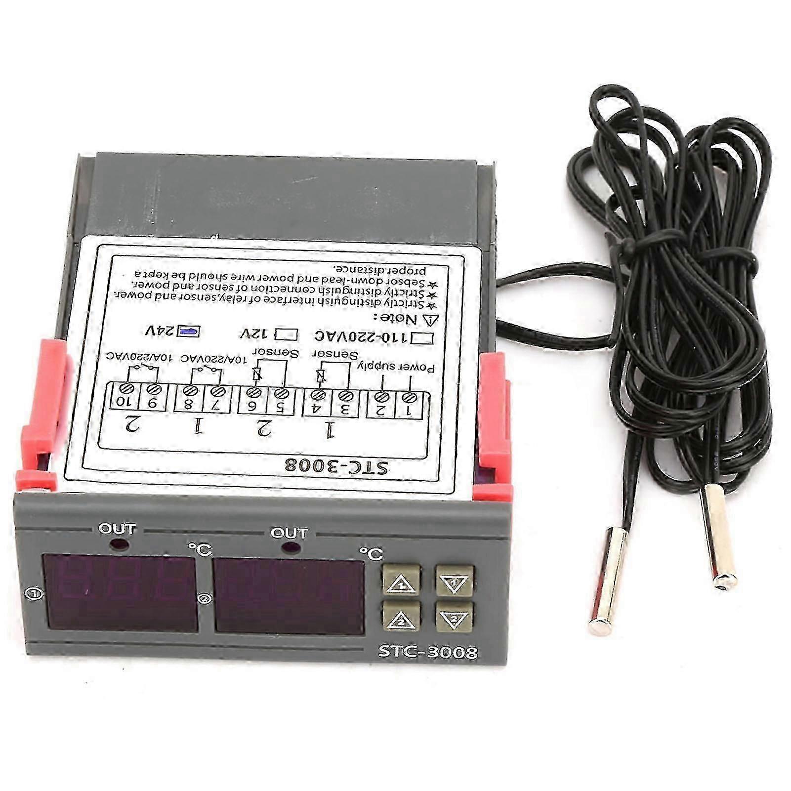 Dual Display Dual NTC Probe Sensor Digital Temperature Thermostat Controller (DC24V)