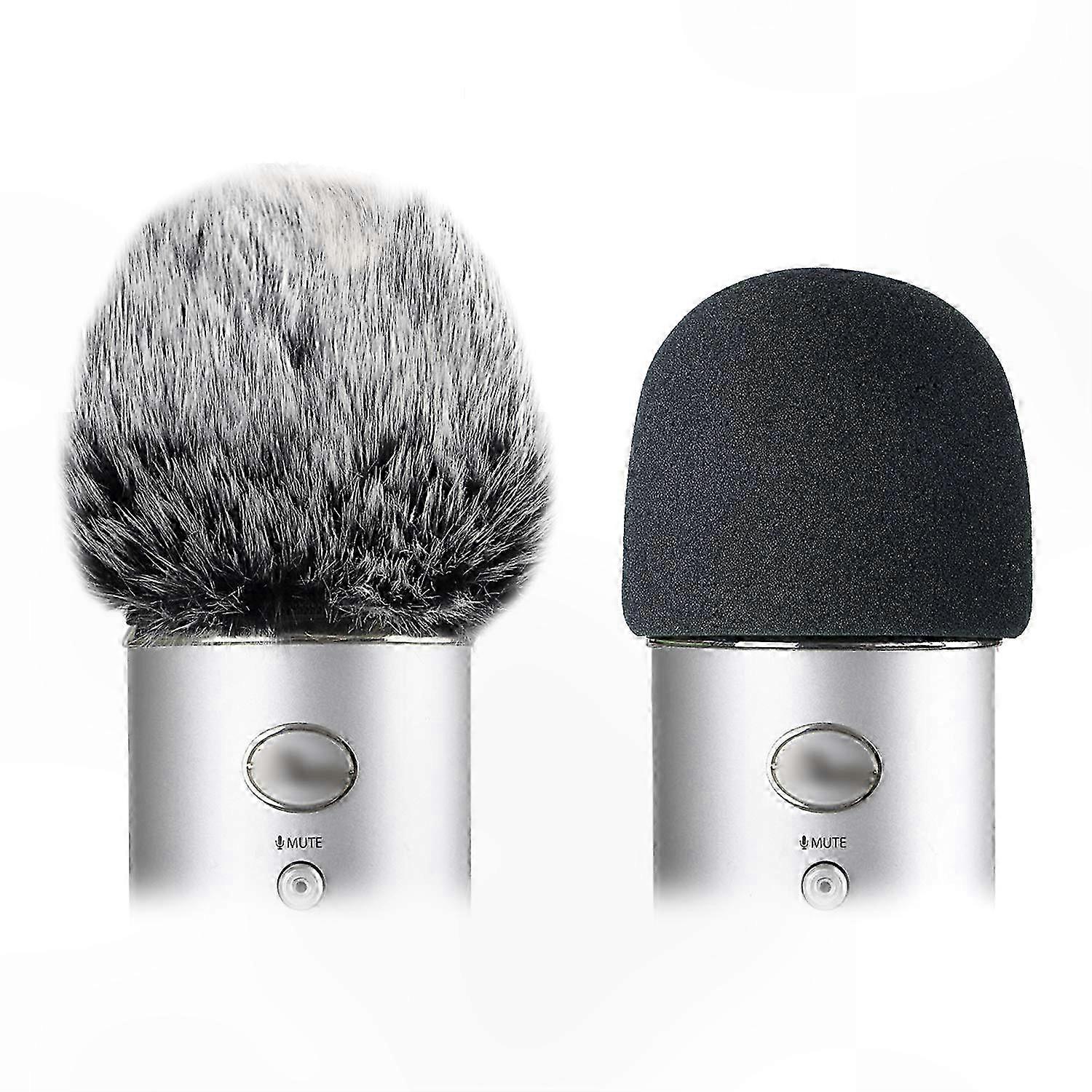 Foam and Furry Windscreen Set for Microphones - Pop Filter Accessories (2-Pack)