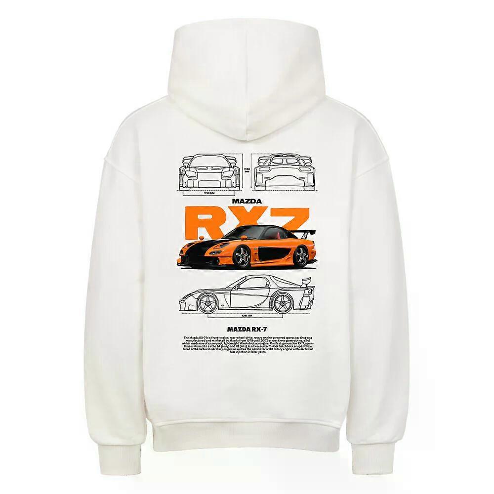 Sweat à capuche blanc Rx 7 ROCKINSTONE (Impression au dos)