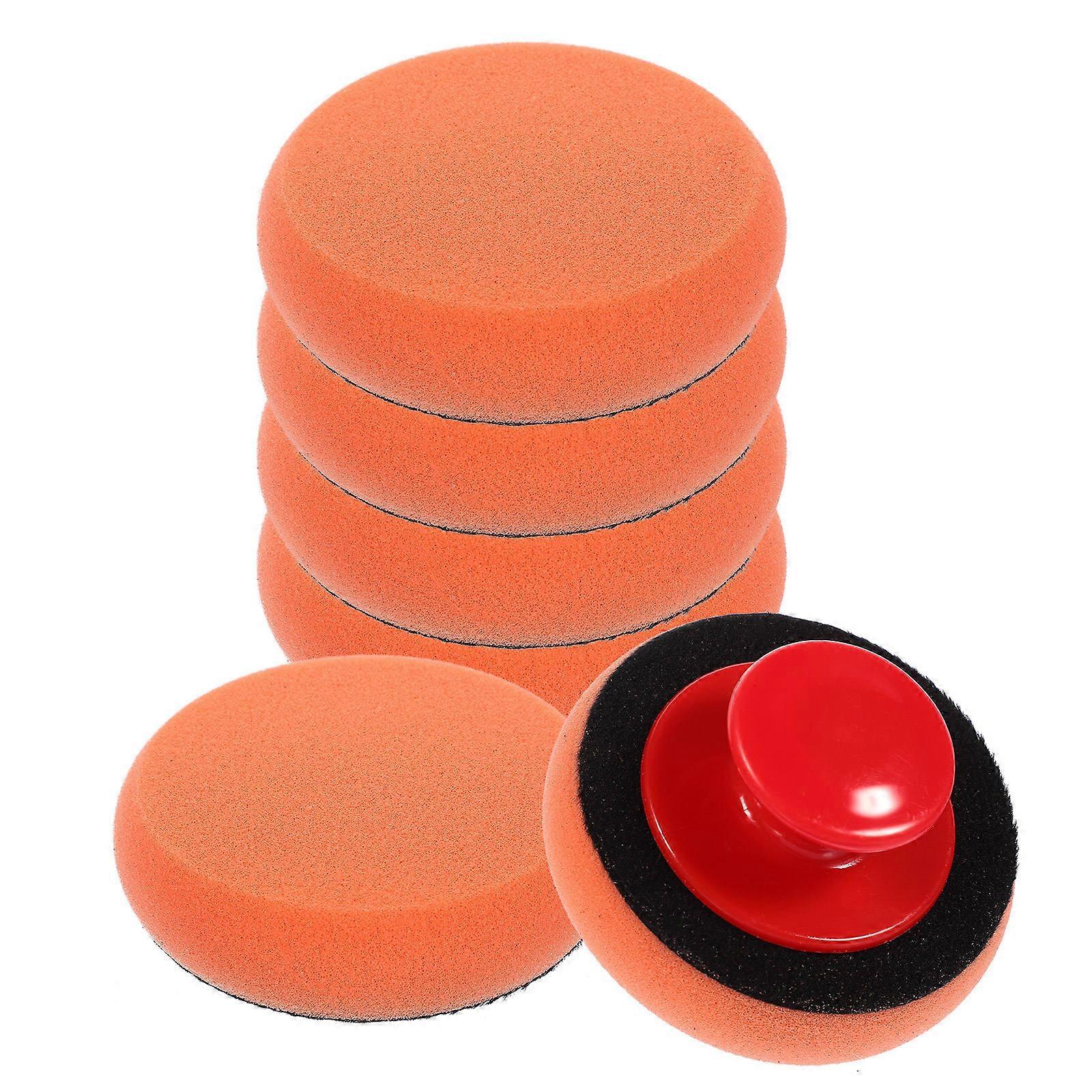 Buffing Pad Sponge Set for Polishing with Handle 1Set Orange Car Wax Applicator