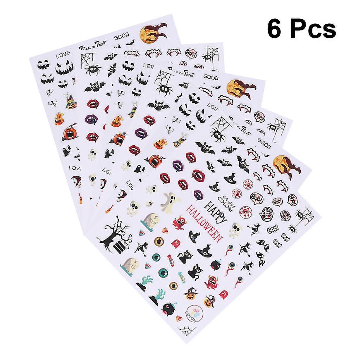 Halloween Nail Stickers Fascinating and Different Appearance for Party 6 Sheets