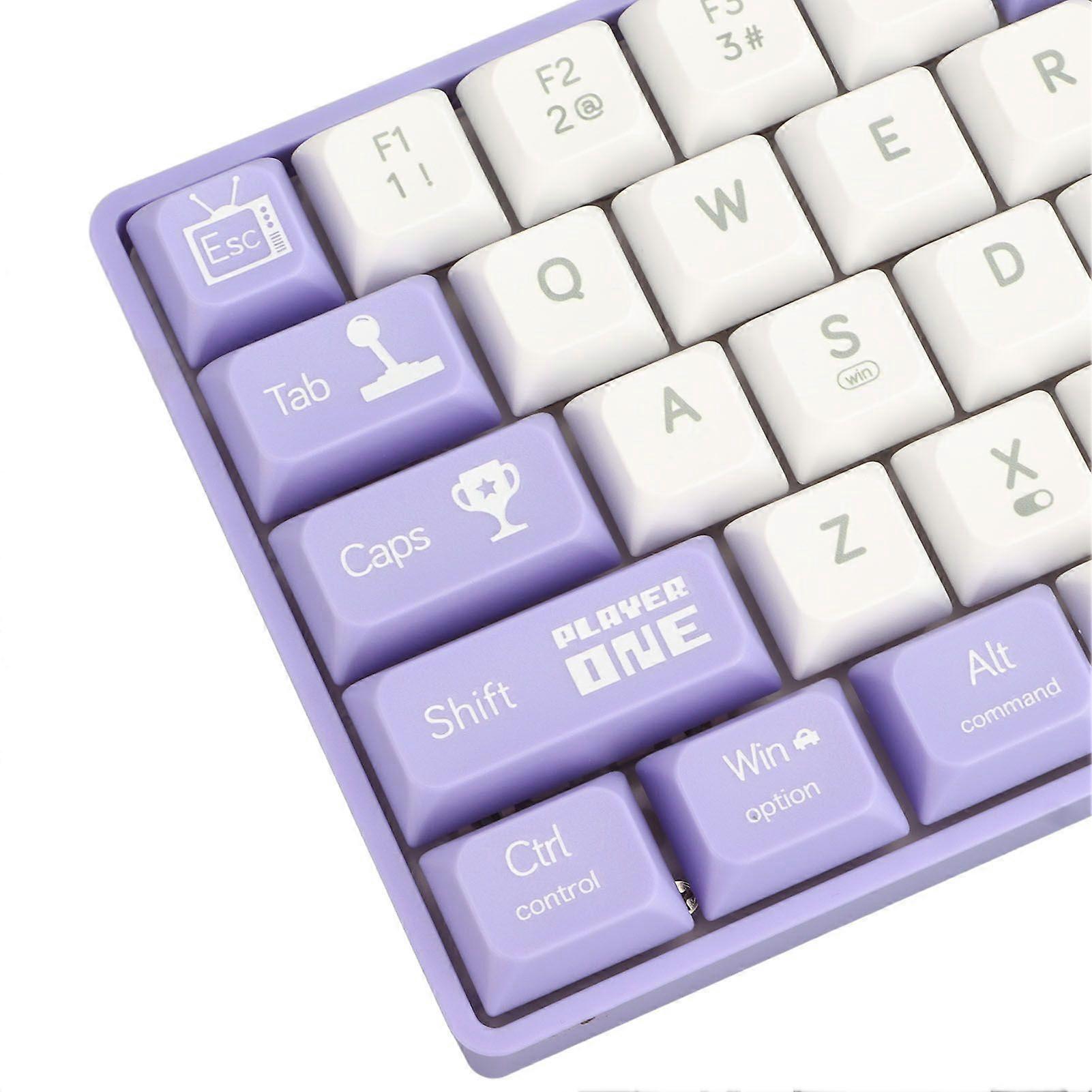 68 Keys Wired Mechanical Gaming Keyboard Hot Swappable Dynamic Backlighting Red Switch Mechanical Keyboard for Gaming for Type C Devices Purple and Wh